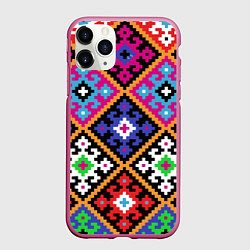 Чехол iPhone 11 Pro матовый Колорит, цвет: 3D-малиновый