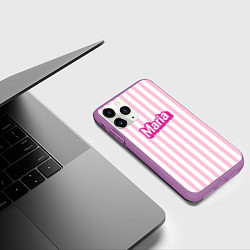 Чехол iPhone 11 Pro матовый Имя Мария в стиле Барби: розовая полоска, цвет: 3D-фиолетовый — фото 2