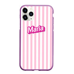 Чехол iPhone 11 Pro матовый Имя Мария в стиле Барби: розовая полоска, цвет: 3D-фиолетовый