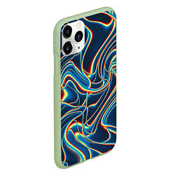 Чехол iPhone 11 Pro матовый Abstract waves, цвет: 3D-салатовый — фото 2