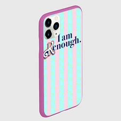 Чехол iPhone 11 Pro матовый I am Kenough - фраза и костюм Кена в полоску, цвет: 3D-фиолетовый — фото 2