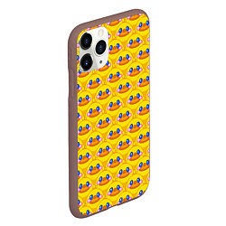 Чехол iPhone 11 Pro матовый Утята паттерн, цвет: 3D-коричневый — фото 2