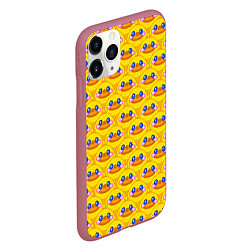 Чехол iPhone 11 Pro матовый Утята паттерн, цвет: 3D-малиновый — фото 2