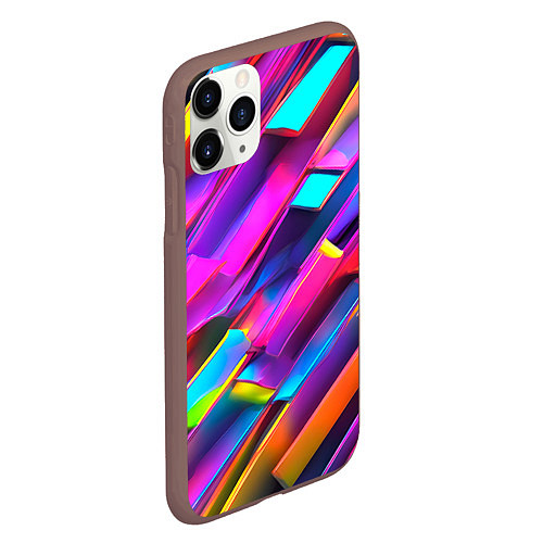 Чехол iPhone 11 Pro матовый Неоновые разноцветные пластины / 3D-Коричневый – фото 2