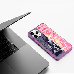 Чехол iPhone 11 Pro матовый Барби и Уэнсдей - мои две личности: в стиле тату, цвет: 3D-фиолетовый — фото 2