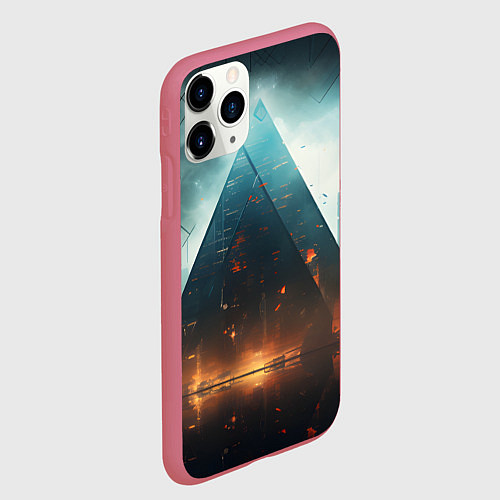 Чехол iPhone 11 Pro матовый Кибергород / 3D-Малиновый – фото 2
