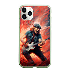 Чехол iPhone 11 Pro матовый ACDC rock music, цвет: 3D-салатовый