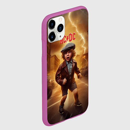 Чехол iPhone 11 Pro матовый ACDC boy / 3D-Фиолетовый – фото 2