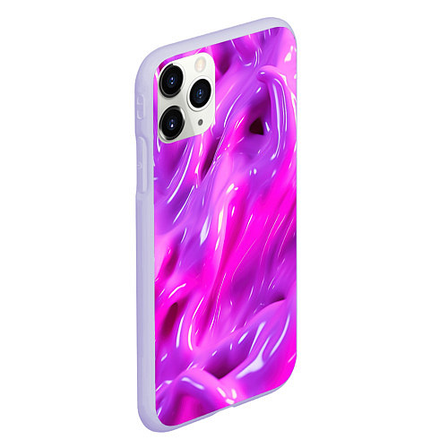 Чехол iPhone 11 Pro матовый Розовая слизь / 3D-Светло-сиреневый – фото 2