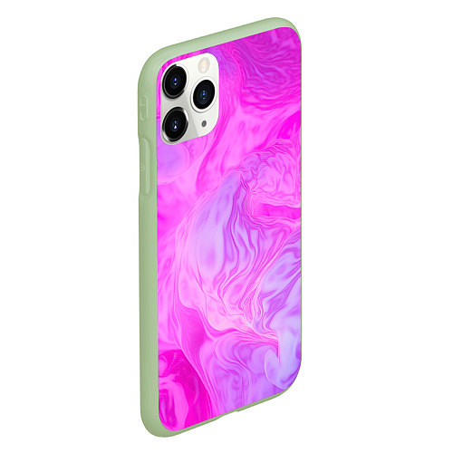 Чехол iPhone 11 Pro матовый Розовая текстура / 3D-Салатовый – фото 2