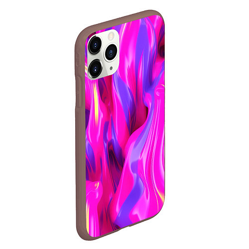 Чехол iPhone 11 Pro матовый Pink blue texture / 3D-Коричневый – фото 2