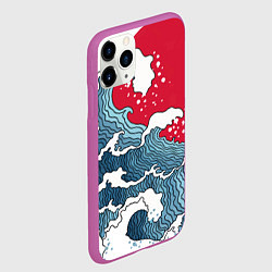 Чехол iPhone 11 Pro матовый Страна восходящего солнца - большая волна, цвет: 3D-фиолетовый — фото 2