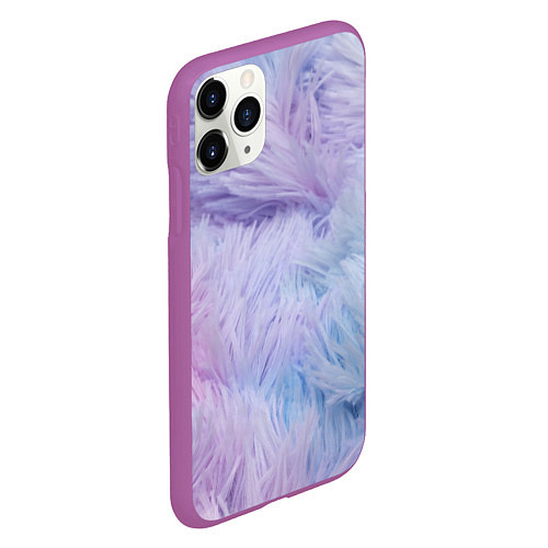 Чехол iPhone 11 Pro матовый Розово-голубая шерсть / 3D-Фиолетовый – фото 2