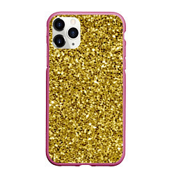 Чехол iPhone 11 Pro матовый Золотая крошка, цвет: 3D-малиновый