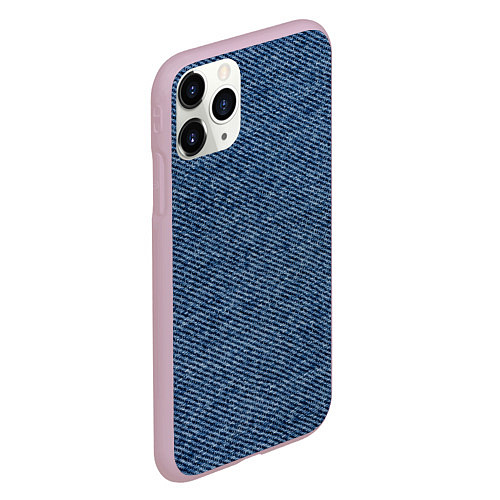 Чехол iPhone 11 Pro матовый Текстура джинсы / 3D-Розовый – фото 2