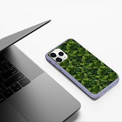 Чехол iPhone 11 Pro матовый Листья папоротника паттерн, цвет: 3D-светло-сиреневый — фото 2