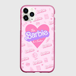 Чехол iPhone 11 Pro матовый Эта Барби - учительница: розовый паттерн, цвет: 3D-малиновый