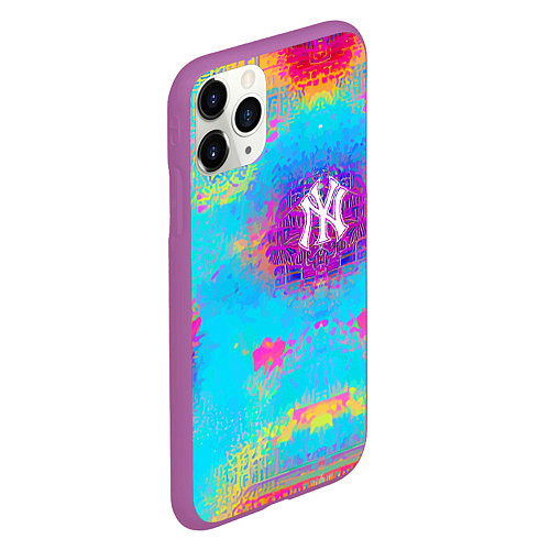 Чехол iPhone 11 Pro матовый New York Yankees - baseball team - logo / 3D-Фиолетовый – фото 2