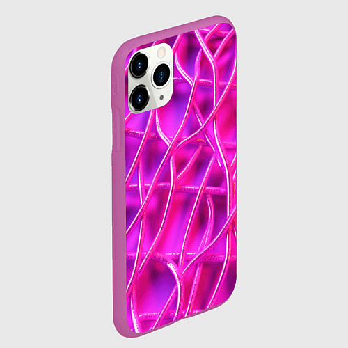 Чехол iPhone 11 Pro матовый Розовые абстрактные трубочки / 3D-Фиолетовый – фото 2