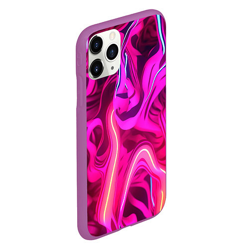 Чехол iPhone 11 Pro матовый Pink neon abstract / 3D-Фиолетовый – фото 2