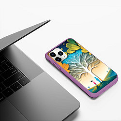 Чехол iPhone 11 Pro матовый Семейное дерево - нейросеть, цвет: 3D-фиолетовый — фото 2