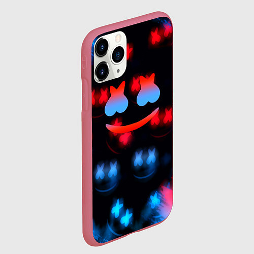 Чехол iPhone 11 Pro матовый Marshmello skibidi dob dob / 3D-Малиновый – фото 2
