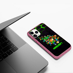 Чехол iPhone 11 Pro матовый Minecraft story the game, цвет: 3D-малиновый — фото 2