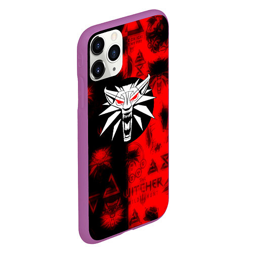 Чехол iPhone 11 Pro матовый The Witcher pattern magic / 3D-Фиолетовый – фото 2