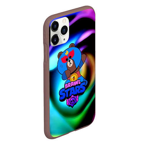 Чехол iPhone 11 Pro матовый Brawl stars neon teddy / 3D-Коричневый – фото 2