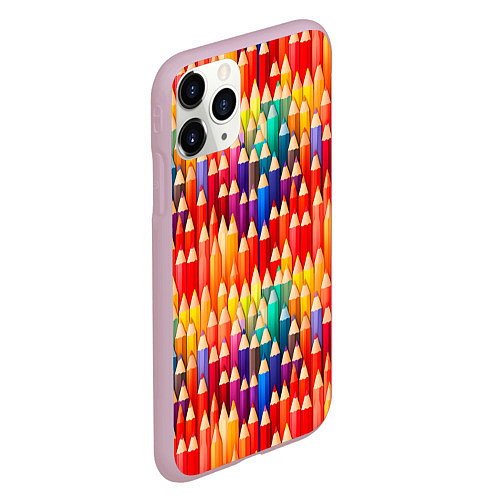 Чехол iPhone 11 Pro матовый Цветные карандаши / 3D-Розовый – фото 2