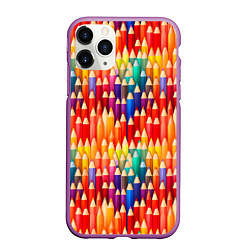 Чехол iPhone 11 Pro матовый Цветные карандаши, цвет: 3D-фиолетовый