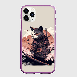 Чехол iPhone 11 Pro матовый Боевой котенок ниндзя - японская сакура, цвет: 3D-фиолетовый
