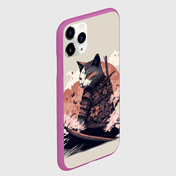 Чехол iPhone 11 Pro матовый Боевой котенок ниндзя - японская сакура, цвет: 3D-фиолетовый — фото 2