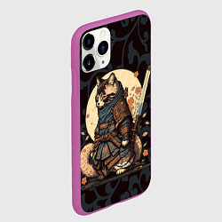 Чехол iPhone 11 Pro матовый Кот якудза - японский воин, цвет: 3D-фиолетовый — фото 2