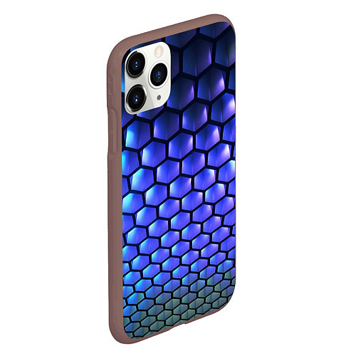 Чехол iPhone 11 Pro матовый Цветные соты - объемная абстракция / 3D-Коричневый – фото 2