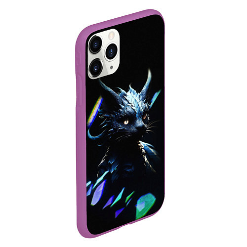 Чехол iPhone 11 Pro матовый Кот дракон / 3D-Фиолетовый – фото 2