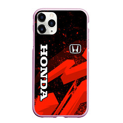 Чехол iPhone 11 Pro матовый Honda - красная абстракция