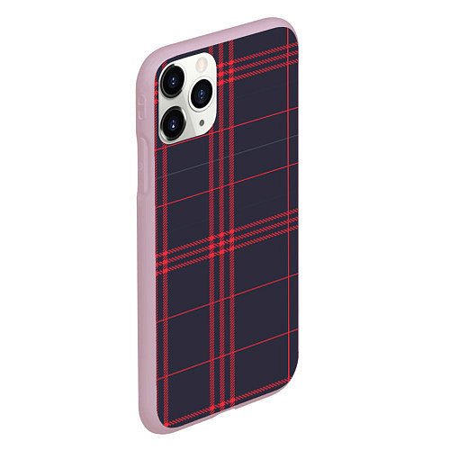 Чехол iPhone 11 Pro матовый Красно-черная клетка / 3D-Розовый – фото 2