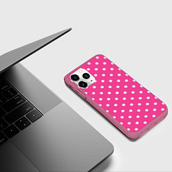 Чехол iPhone 11 Pro матовый Горошек в цвете Барби, цвет: 3D-малиновый — фото 2