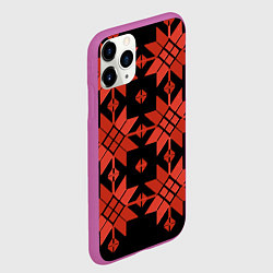 Чехол iPhone 11 Pro матовый Удмуртский - вертикаль black, цвет: 3D-фиолетовый — фото 2