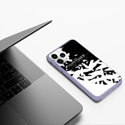 Чехол iPhone 11 Pro матовый Ведьмак птицы паттерн, цвет: 3D-светло-сиреневый — фото 2