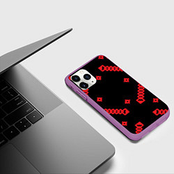 Чехол iPhone 11 Pro матовый Национальный - черный 2, цвет: 3D-фиолетовый — фото 2