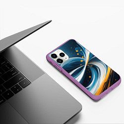 Чехол iPhone 11 Pro матовый Закрученная абстракция от нейросети, цвет: 3D-фиолетовый — фото 2