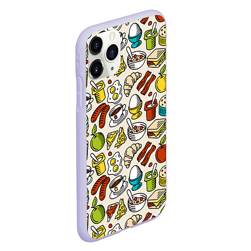 Чехол iPhone 11 Pro матовый Завтрак - цветной / 3D-Светло-сиреневый – фото 2