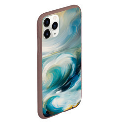 Чехол iPhone 11 Pro матовый Штормовые волны океана, цвет: 3D-коричневый — фото 2