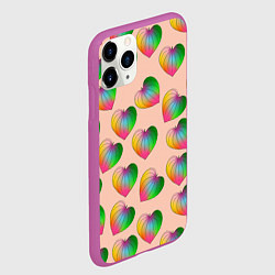 Чехол iPhone 11 Pro матовый Цветной листик, цвет: 3D-фиолетовый — фото 2