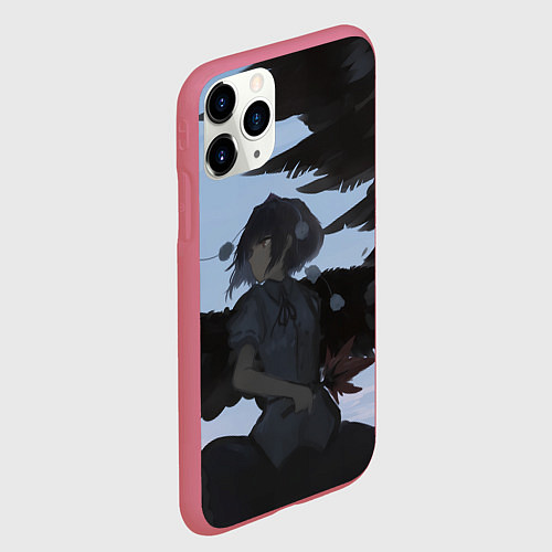 Чехол iPhone 11 Pro матовый Touhou Project Aya Шамеймару / 3D-Малиновый – фото 2