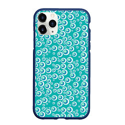 Чехол iPhone 11 Pro матовый Бирюзовые пузыри, цвет: 3D-тёмно-синий