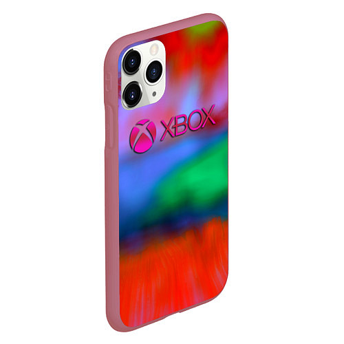 Чехол iPhone 11 Pro матовый Xbox game studio neon / 3D-Малиновый – фото 2