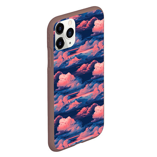 Чехол iPhone 11 Pro матовый Волшебные сине розовые облока / 3D-Коричневый – фото 2